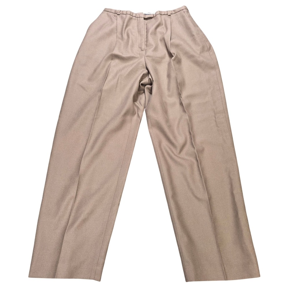 Vintage Amanda Smith Pure Wool Pleated Trousers Women's Size 16 Taupe Brown